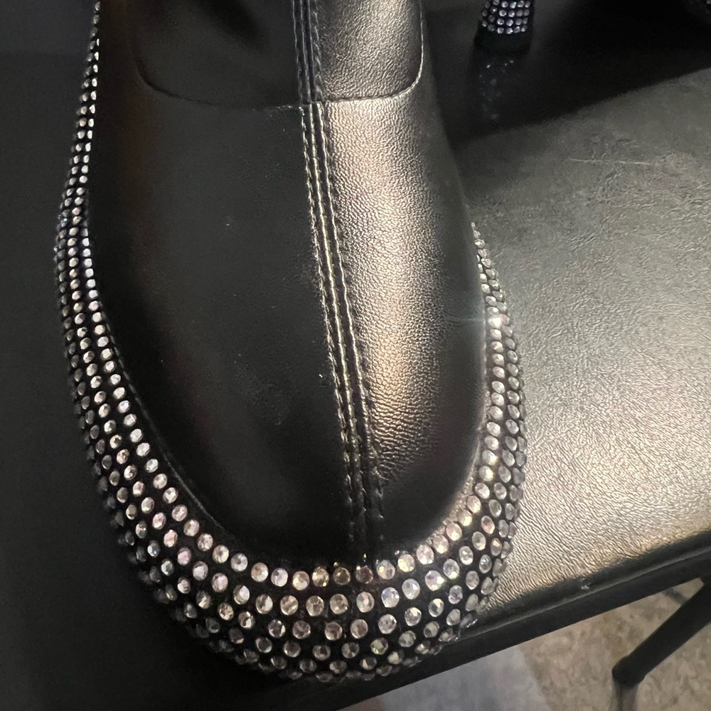 HOT DEAL 🔥🔥🥵🥵 NWT- AZALEA WANG MAE Boots Elegant Black Rhinestone-Women's Boots. - Picture 11 of 15